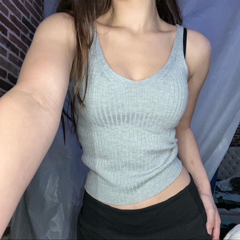 Super Cute Ribbed Gray Tank